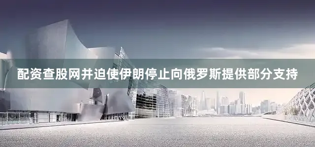 配资查股网并迫使伊朗停止向俄罗斯提供部分支持
